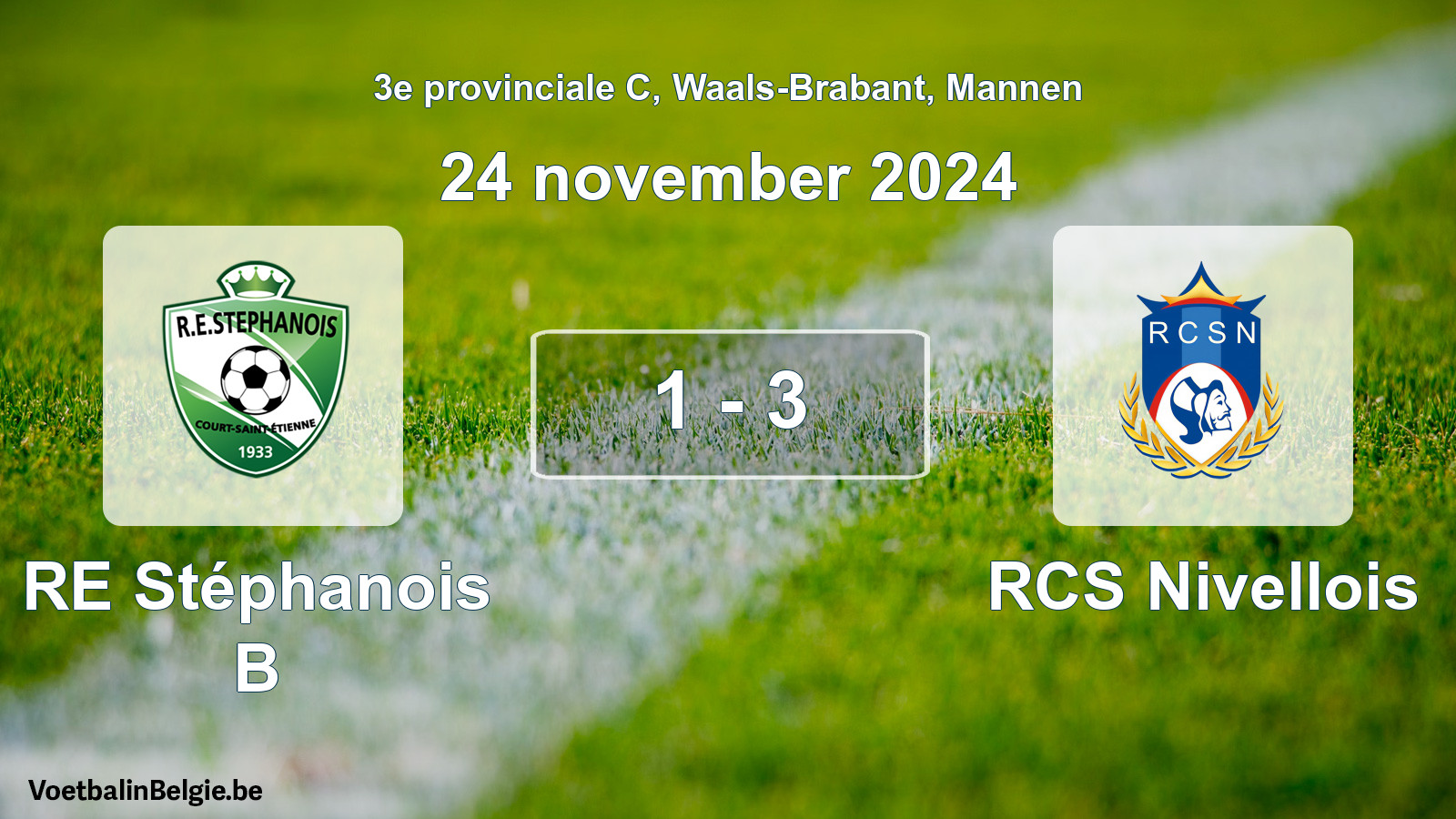 Gespeelde wedstrijd mannenvoetbal: RE Stéphanois B - RCS Nivellois 1 - 3 (24 november 2024)