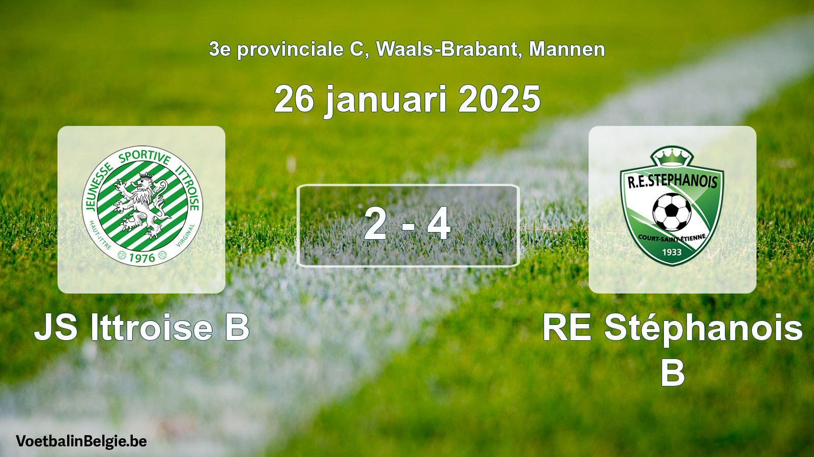 Match joué football hommes: JS Ittroise B - RE Stéphanois B 2 - 4 (26 janvier 2025)
