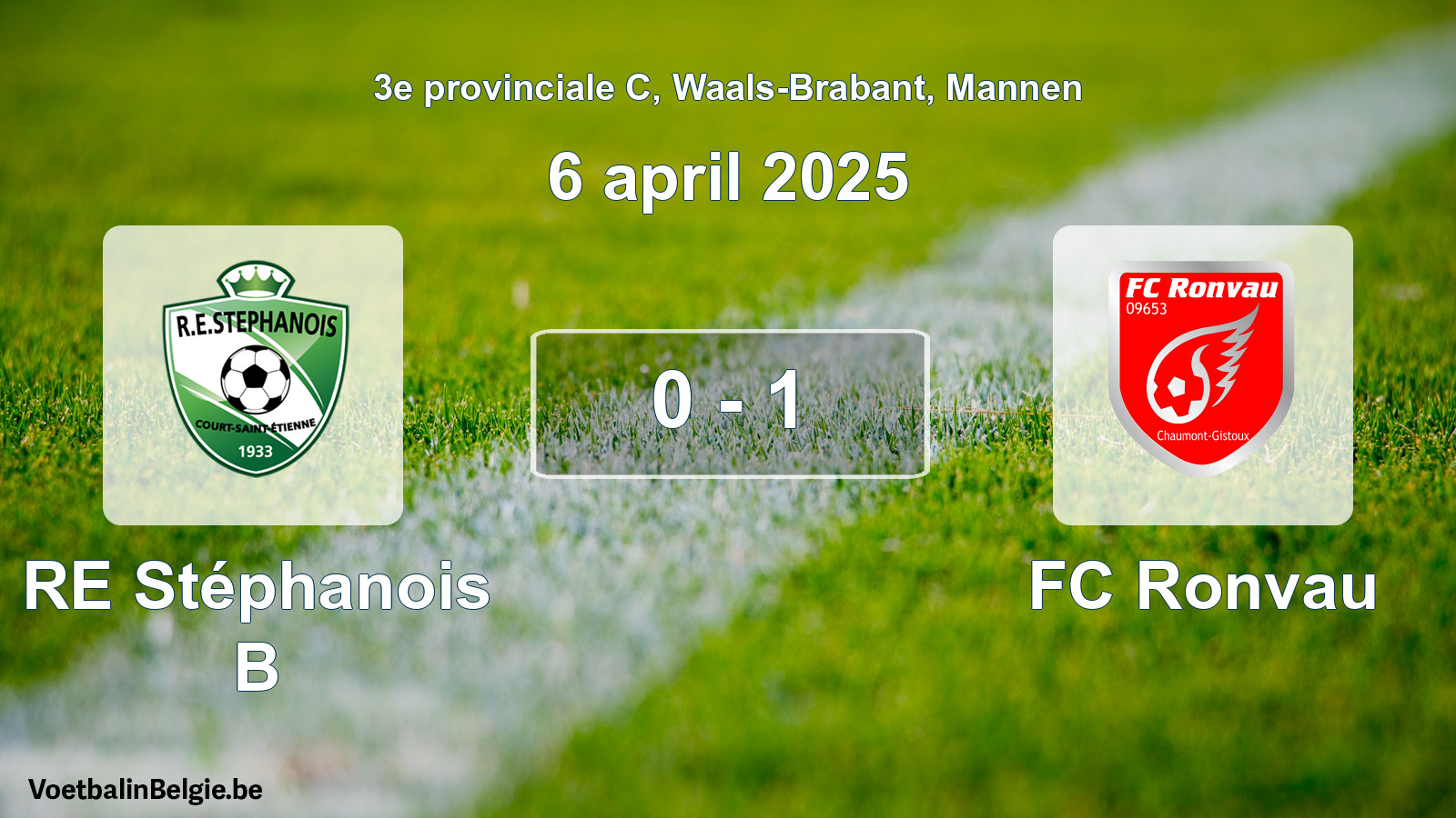 Gespeelde wedstrijd mannenvoetbal: RE Stéphanois B - FC Ronvau 0 - 1 (6 april 2025)