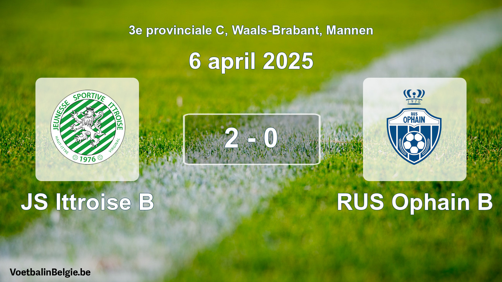 Gespeelde wedstrijd mannenvoetbal: JS Ittroise B - RUS Ophain B 2 - 0 (6 april 2025)