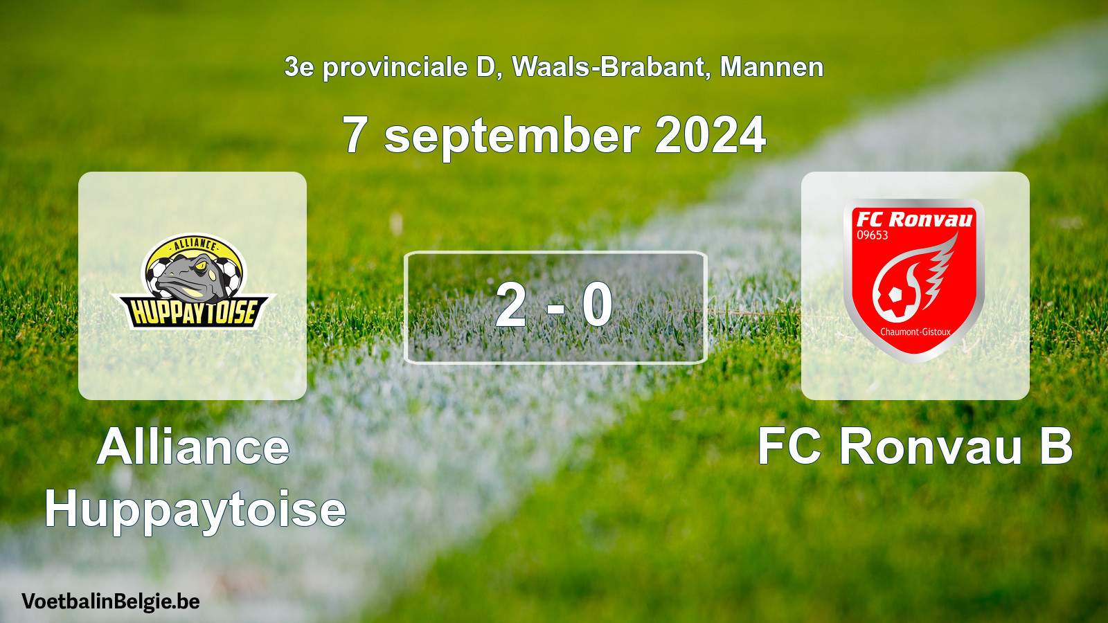 Played match men football: Alliance Huppaytoise - FC Ronvau B 2 - 0 (7 September 2024)