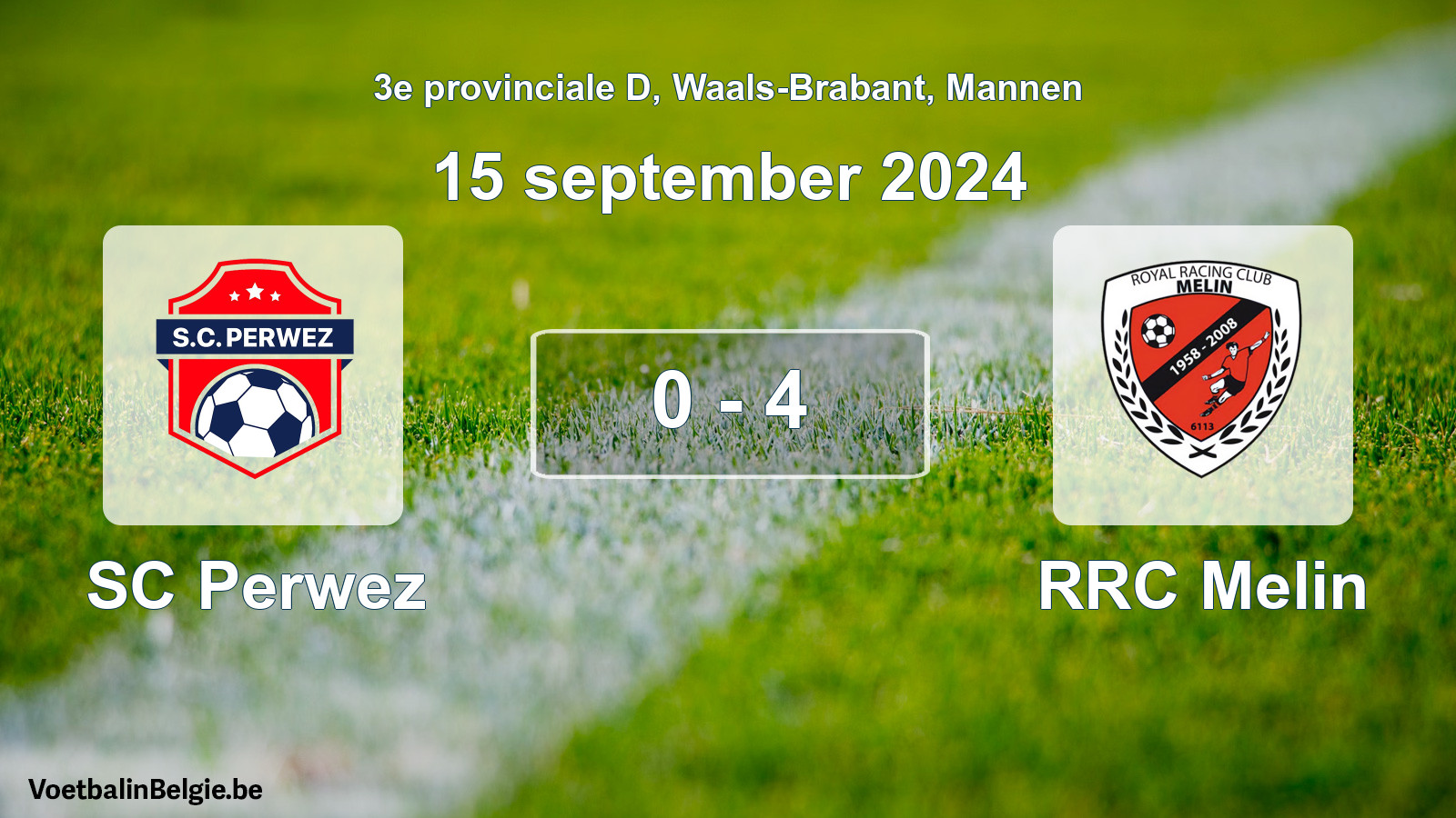 Gespeelde wedstrijd mannenvoetbal: SC Perwez - RRC Melin 0 - 4 (15 september 2024)