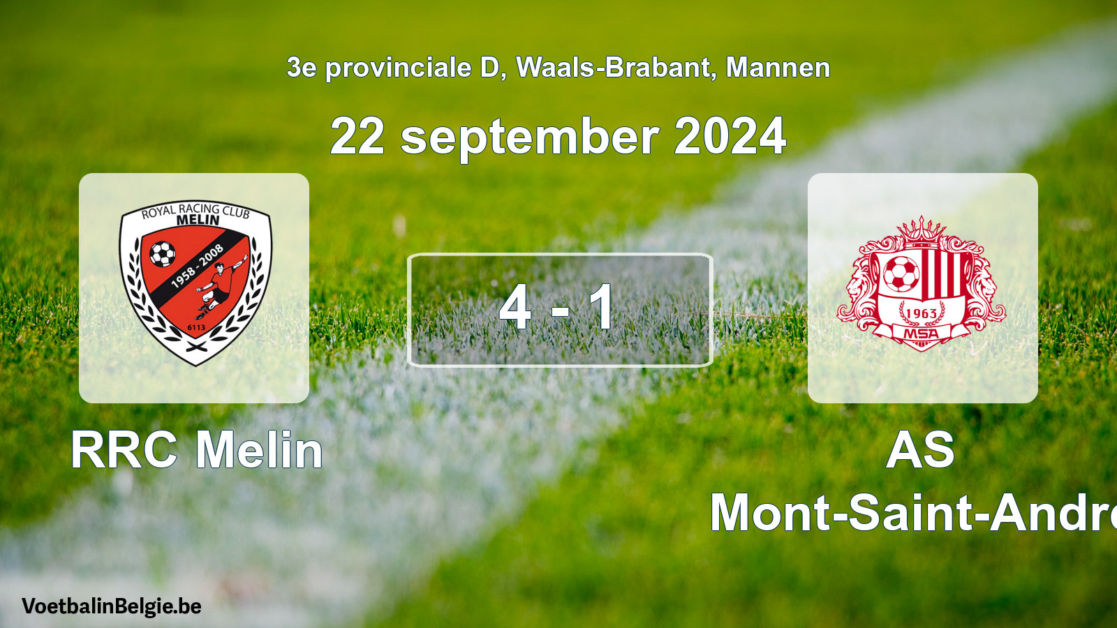 Gespeelde wedstrijd mannenvoetbal: RRC Melin - AS Mont-Saint-André 4 - 1 (22 september 2024)