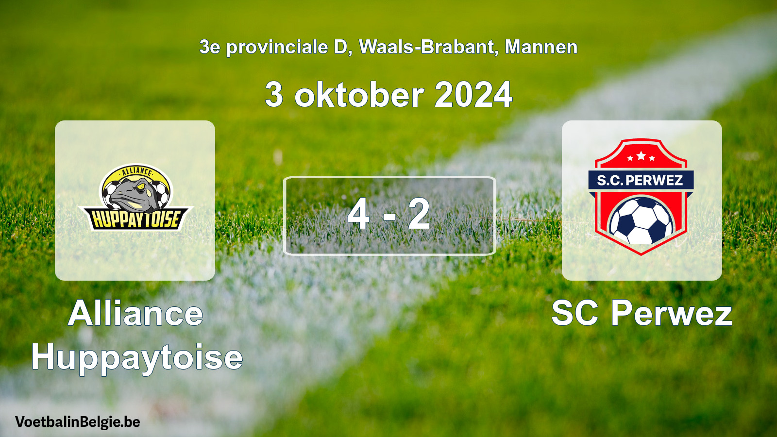Gespeelde wedstrijd mannenvoetbal: Alliance Huppaytoise - SC Perwez 4 - 2 (3 oktober 2024)