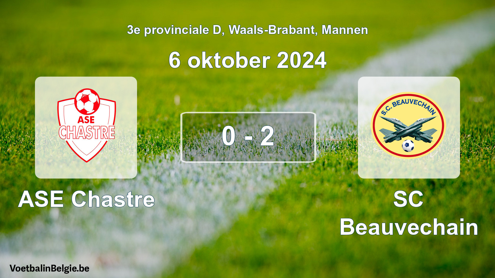 Gespeelde wedstrijd mannenvoetbal: ASE Chastre - SC Beauvechain 0 - 2 (6 oktober 2024)