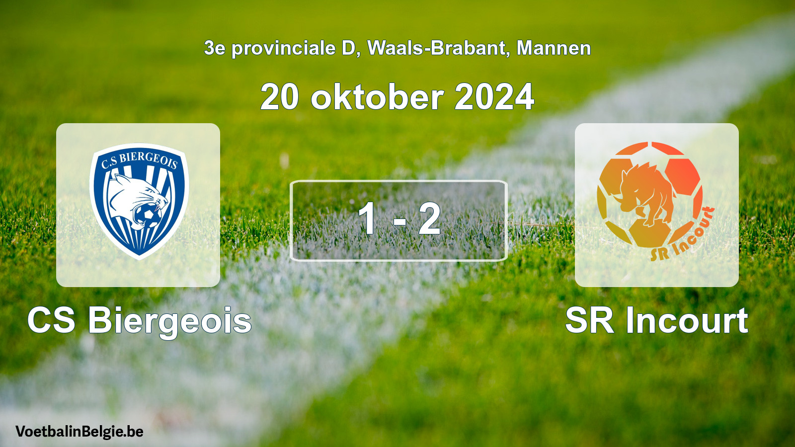 Gespeelde wedstrijd mannenvoetbal: CS Biergeois - SR Incourt 1 - 2 (20 oktober 2024)