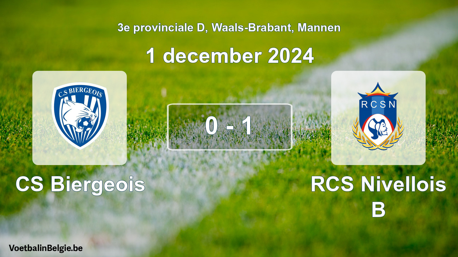 Gespeelde wedstrijd mannenvoetbal: CS Biergeois - RCS Nivellois B 0 - 1 (1 december 2024)