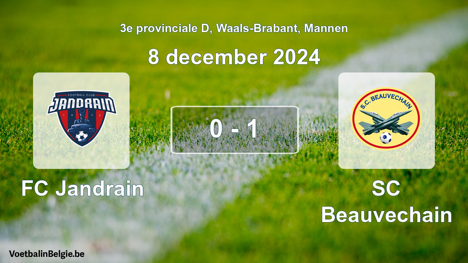 Gespeelde wedstrijd mannenvoetbal: FC Jandrain - SC Beauvechain 0 - 1 (8 december 2024)