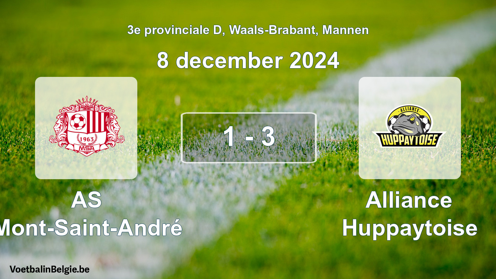 Gespieltes Spiel männer-Fußball: AS Mont-Saint-André - Alliance Huppaytoise 1 - 3 (8 Dezember 2024)