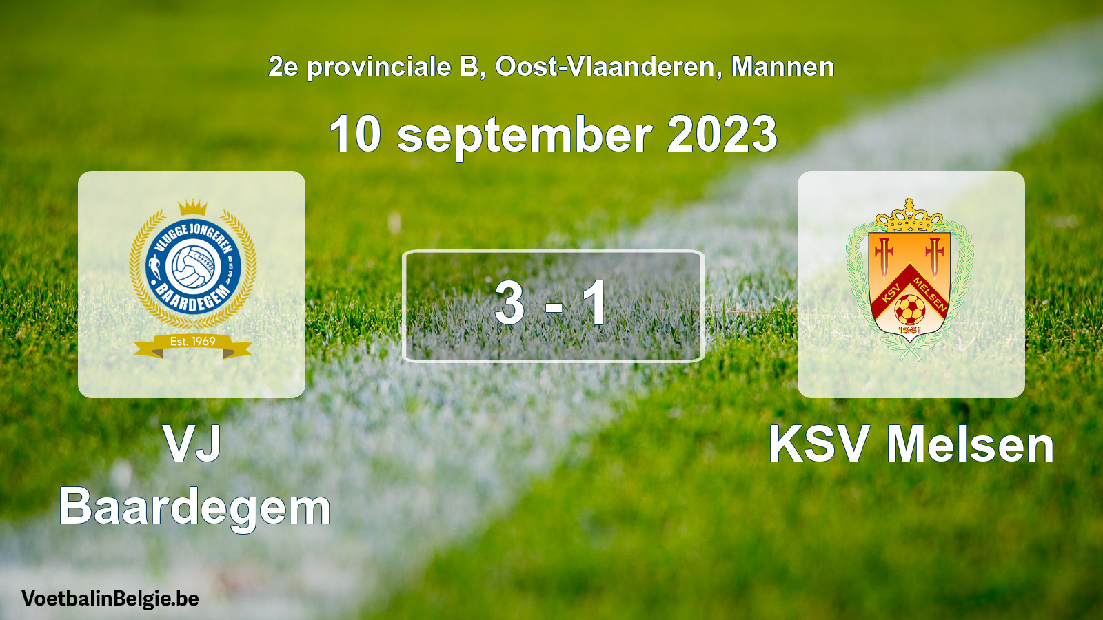 Gespeelde wedstrijd mannenvoetbal: VJ Baardegem - KSV Melsen 3 - 1 (10 september 2023)