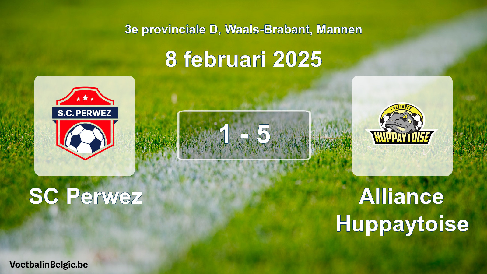 Gespeelde wedstrijd mannenvoetbal: SC Perwez - Alliance Huppaytoise 1 - 5 (8 februari 2025)
