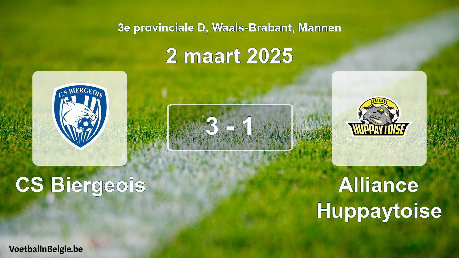 Gespeelde wedstrijd mannenvoetbal: CS Biergeois - Alliance Huppaytoise 3 - 1 (2 maart 2025)