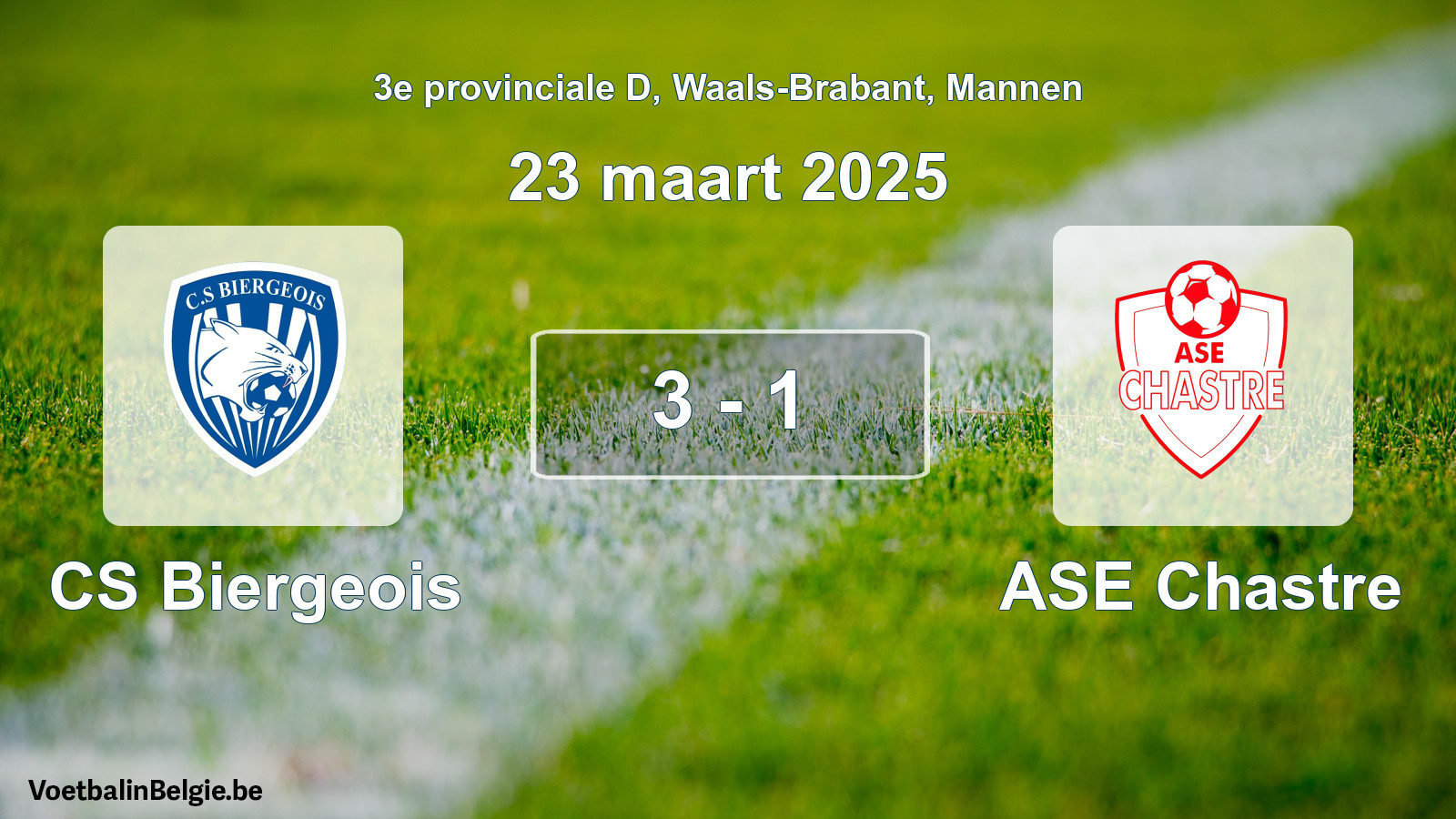 Gespeelde wedstrijd mannenvoetbal: CS Biergeois - ASE Chastre 3 - 1 (23 maart 2025)