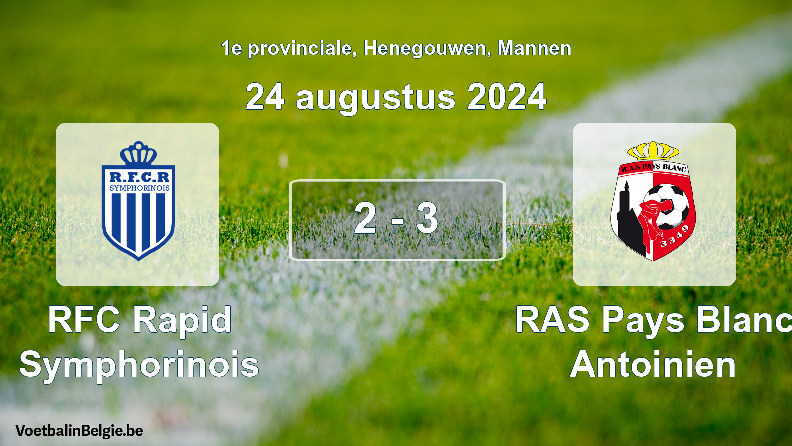Gespeelde wedstrijd mannenvoetbal: RFC Rapid Symphorinois - RAS Pays Blanc Antoinien 2 - 3 (24 augustus 2024)