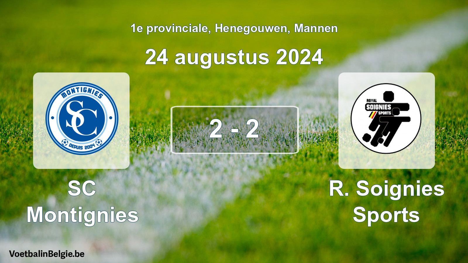 Gespeelde wedstrijd mannenvoetbal: SC Montignies - R. Soignies Sports 2 - 2 (24 augustus 2024)