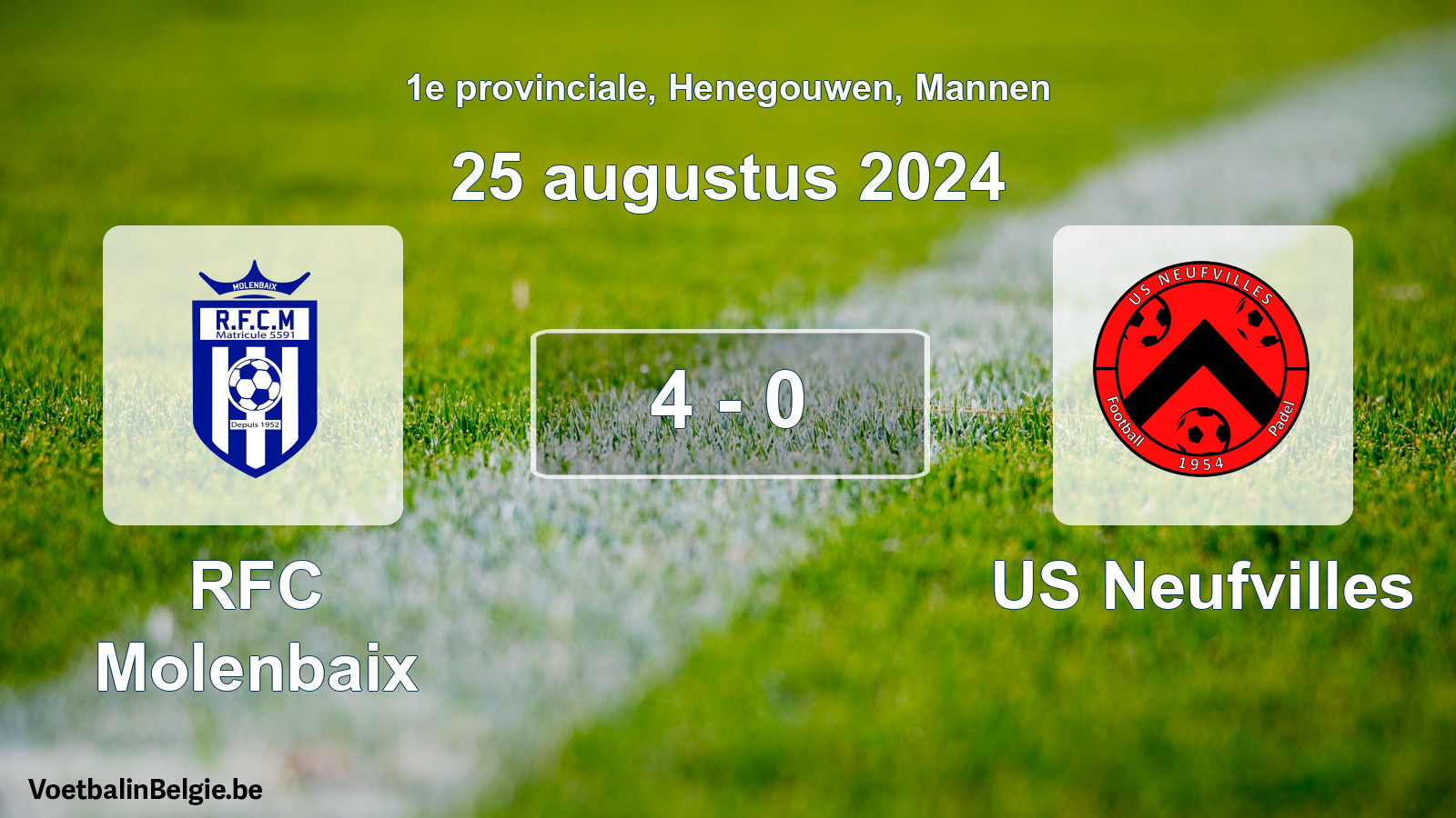 Gespeelde wedstrijd mannenvoetbal: RFC Molenbaix - US Neufvilles 4 - 0 (25 augustus 2024)