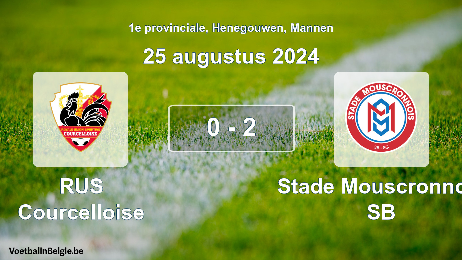 Gespeelde wedstrijd mannenvoetbal: RUS Courcelloise - Stade Mouscronnois SB 0 - 2 (25 augustus 2024)