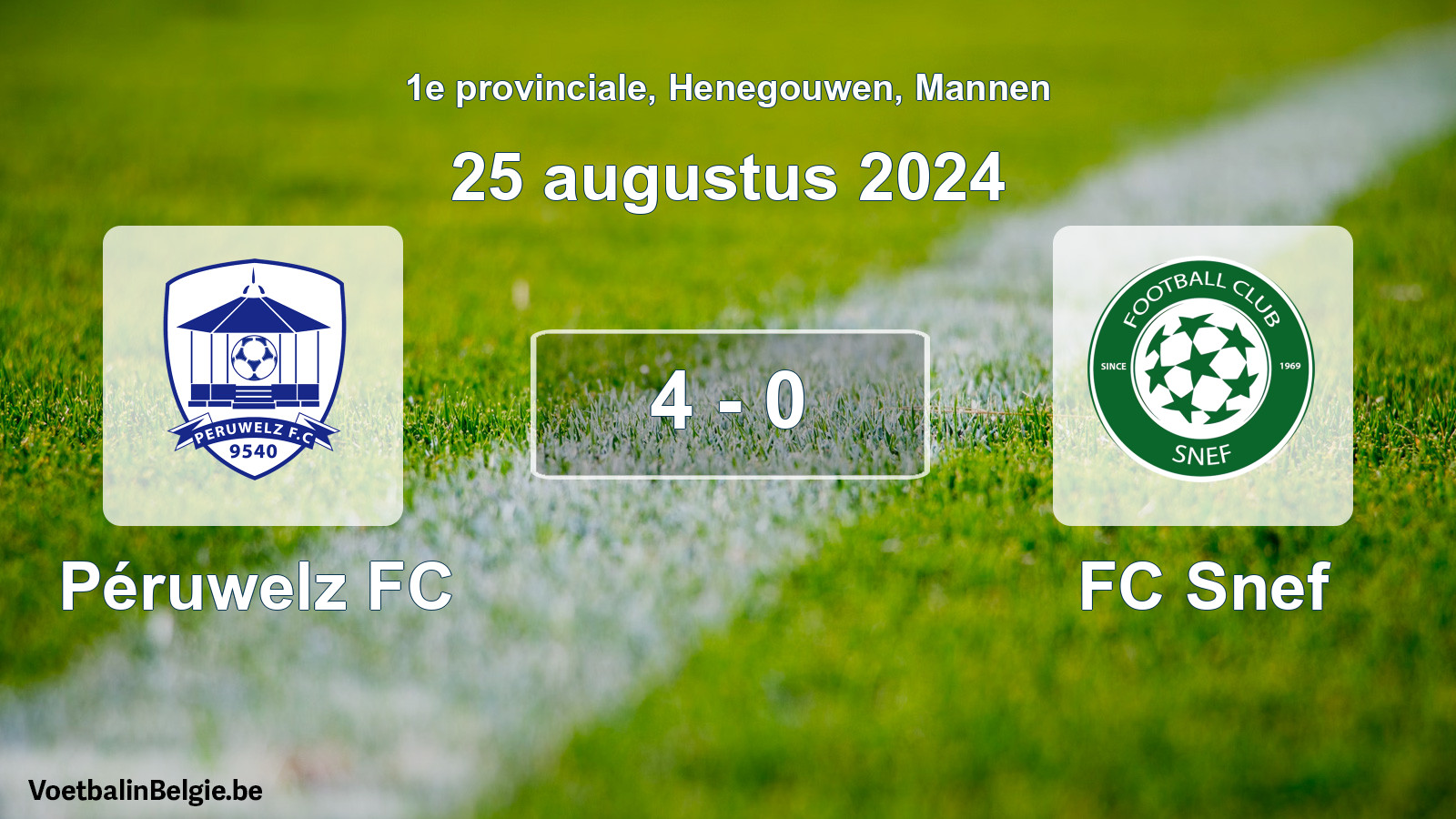 Gespeelde wedstrijd mannenvoetbal: Péruwelz FC - FC Snef 4 - 0 (25 augustus 2024)
