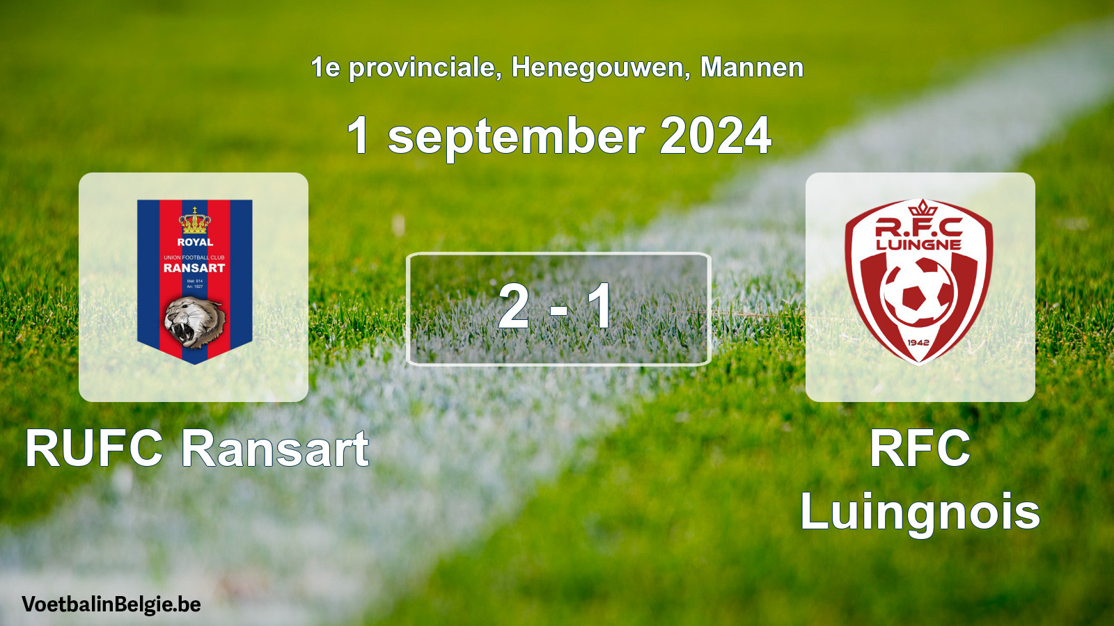 Gespeelde wedstrijd mannenvoetbal: RUFC Ransart - RFC Luingnois 2 - 1 (1 september 2024)