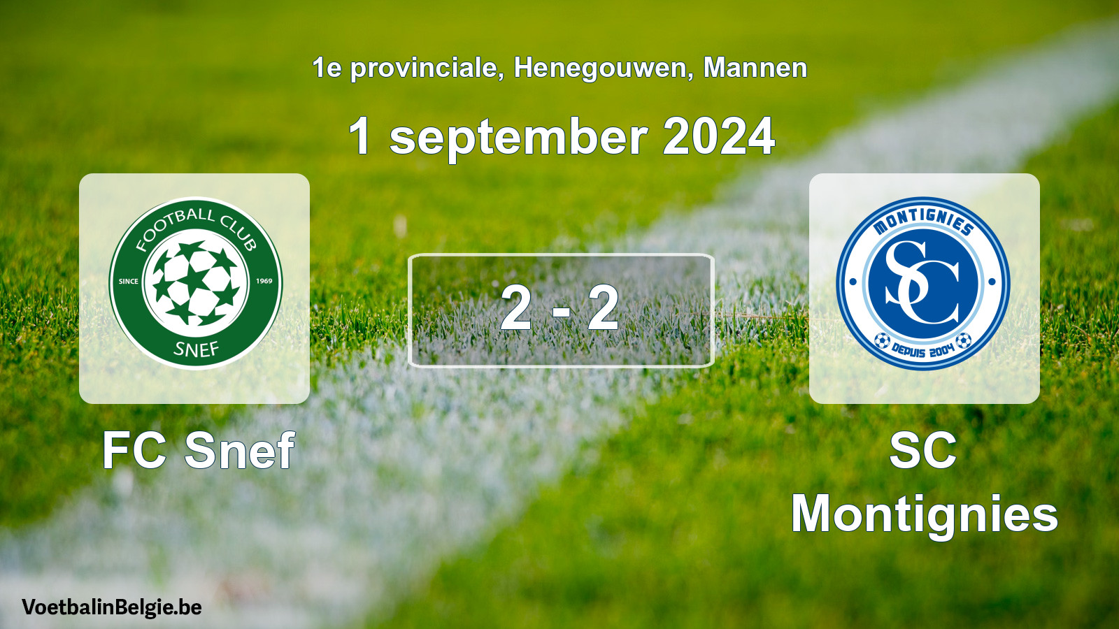 Gespeelde wedstrijd mannenvoetbal: FC Snef - SC Montignies 2 - 2 (1 september 2024)