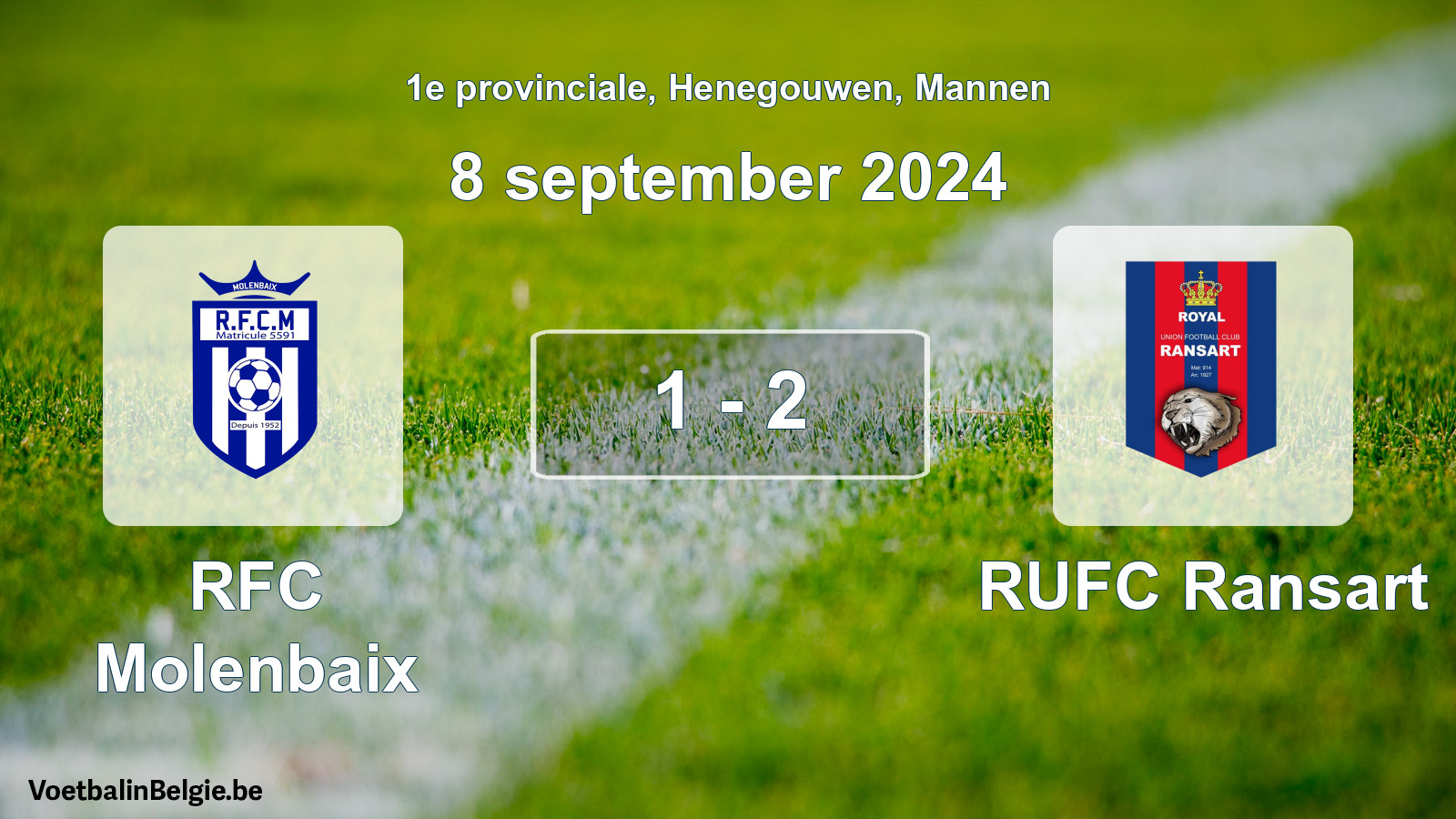 Gespeelde wedstrijd mannenvoetbal: RFC Molenbaix - RUFC Ransart 1 - 2 (8 september 2024)