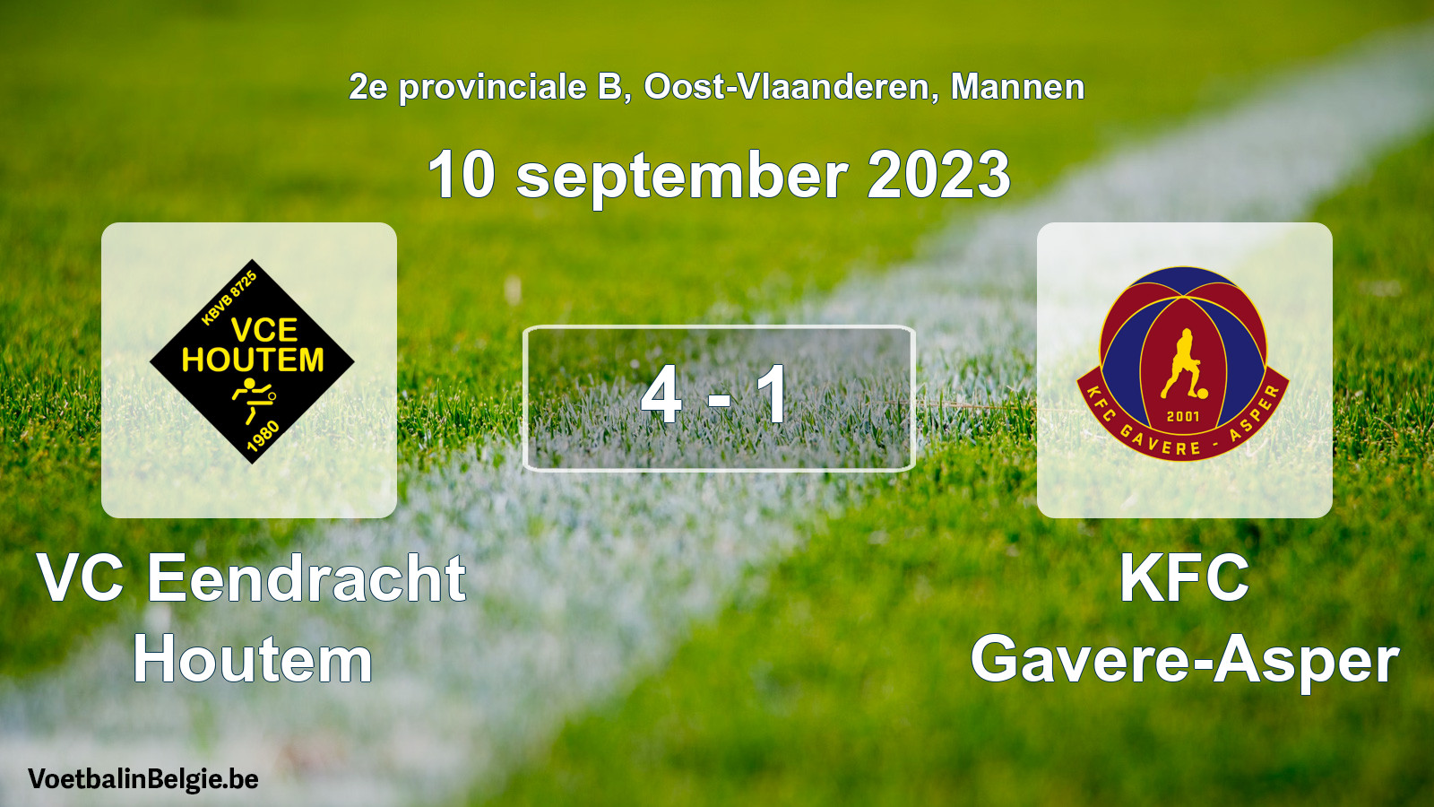 Gespeelde wedstrijd mannenvoetbal: VC Eendracht Houtem - KFC Gavere-Asper 4 - 1 (10 september 2023)
