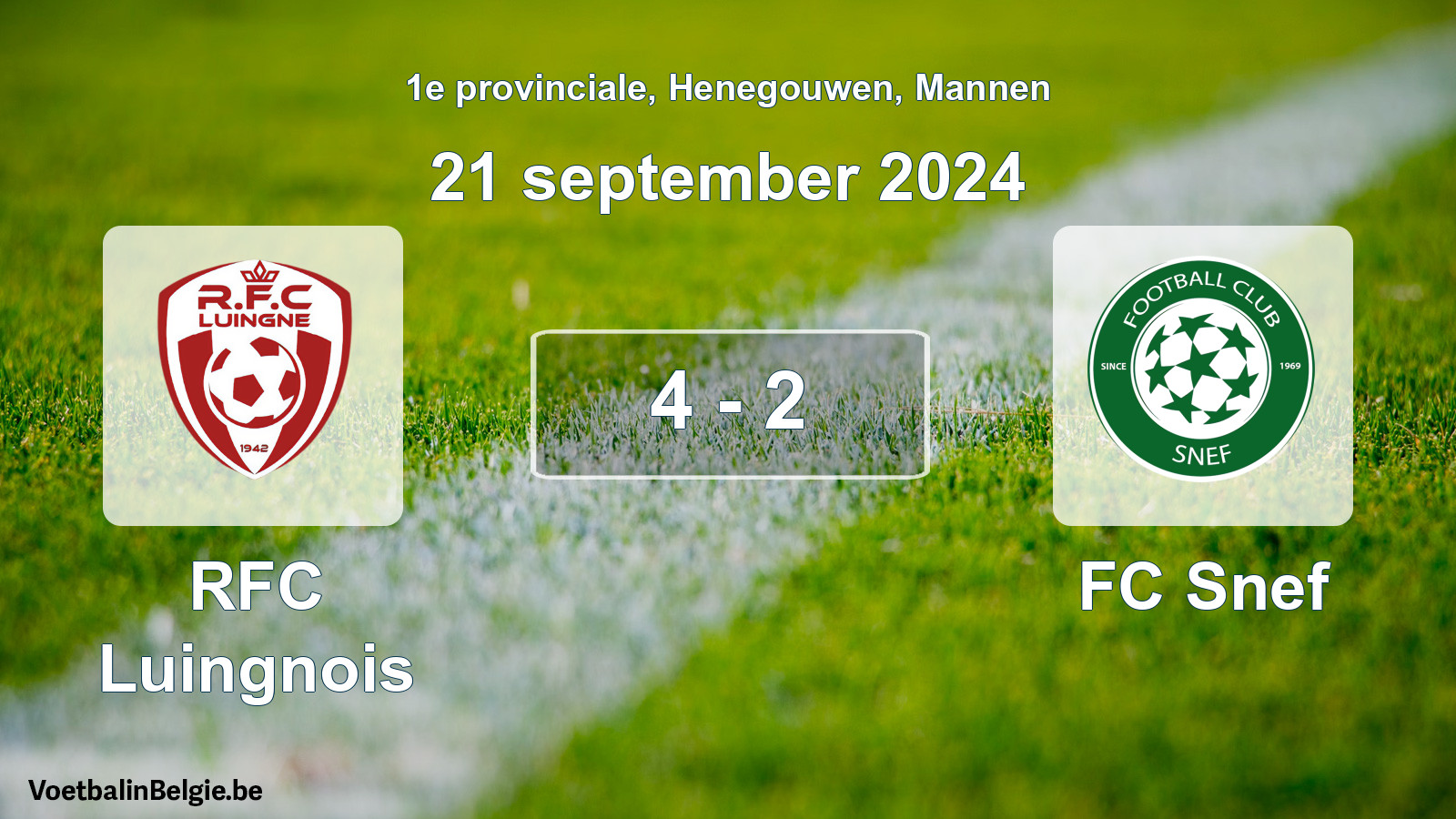 Gespeelde wedstrijd mannenvoetbal: RFC Luingnois - FC Snef 4 - 2 (21 september 2024)