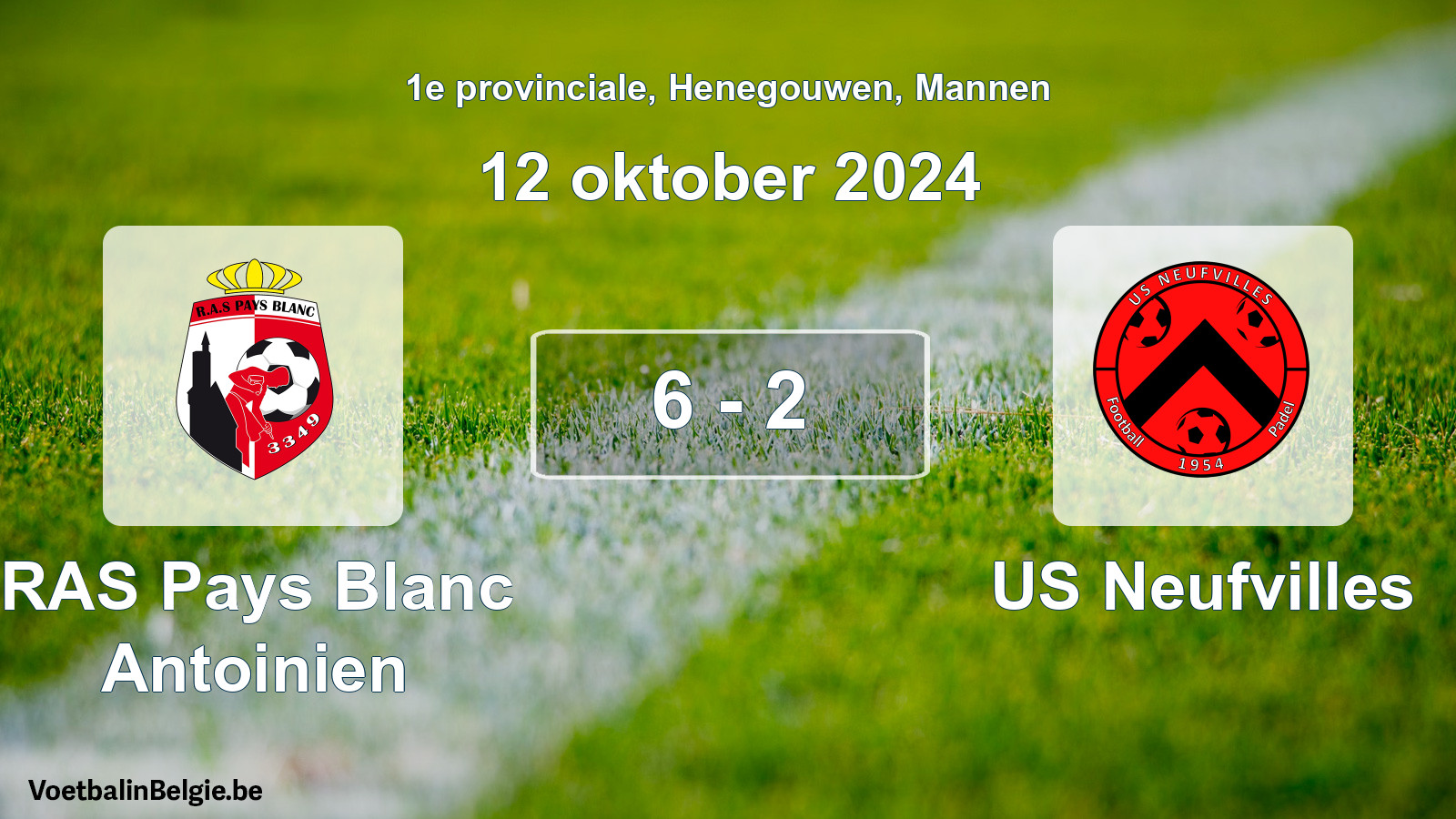 Gespeelde wedstrijd mannenvoetbal: RAS Pays Blanc Antoinien - US Neufvilles 6 - 2 (12 oktober 2024)