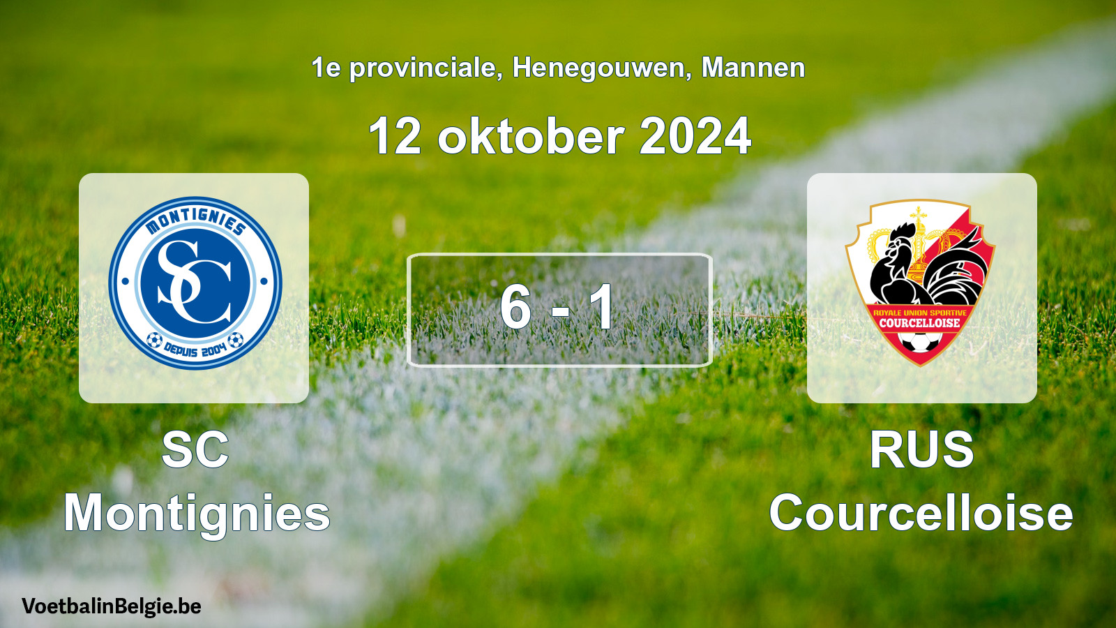 Gespeelde wedstrijd mannenvoetbal: SC Montignies - RUS Courcelloise 6 - 1 (12 oktober 2024)