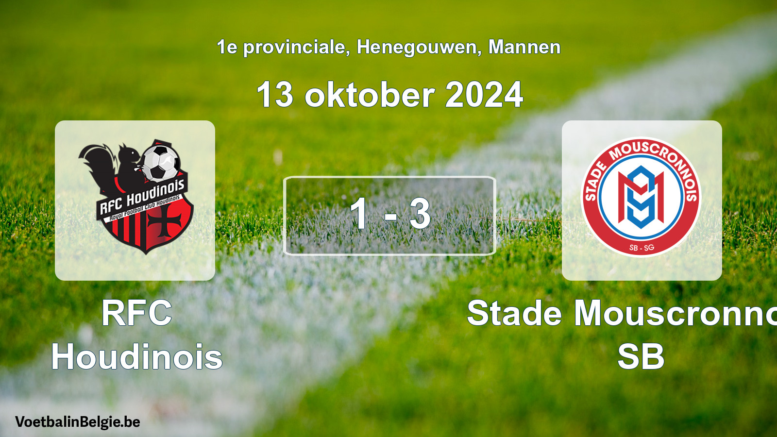 Gespeelde wedstrijd mannenvoetbal: RFC Houdinois - Stade Mouscronnois SB 1 - 3 (13 oktober 2024)
