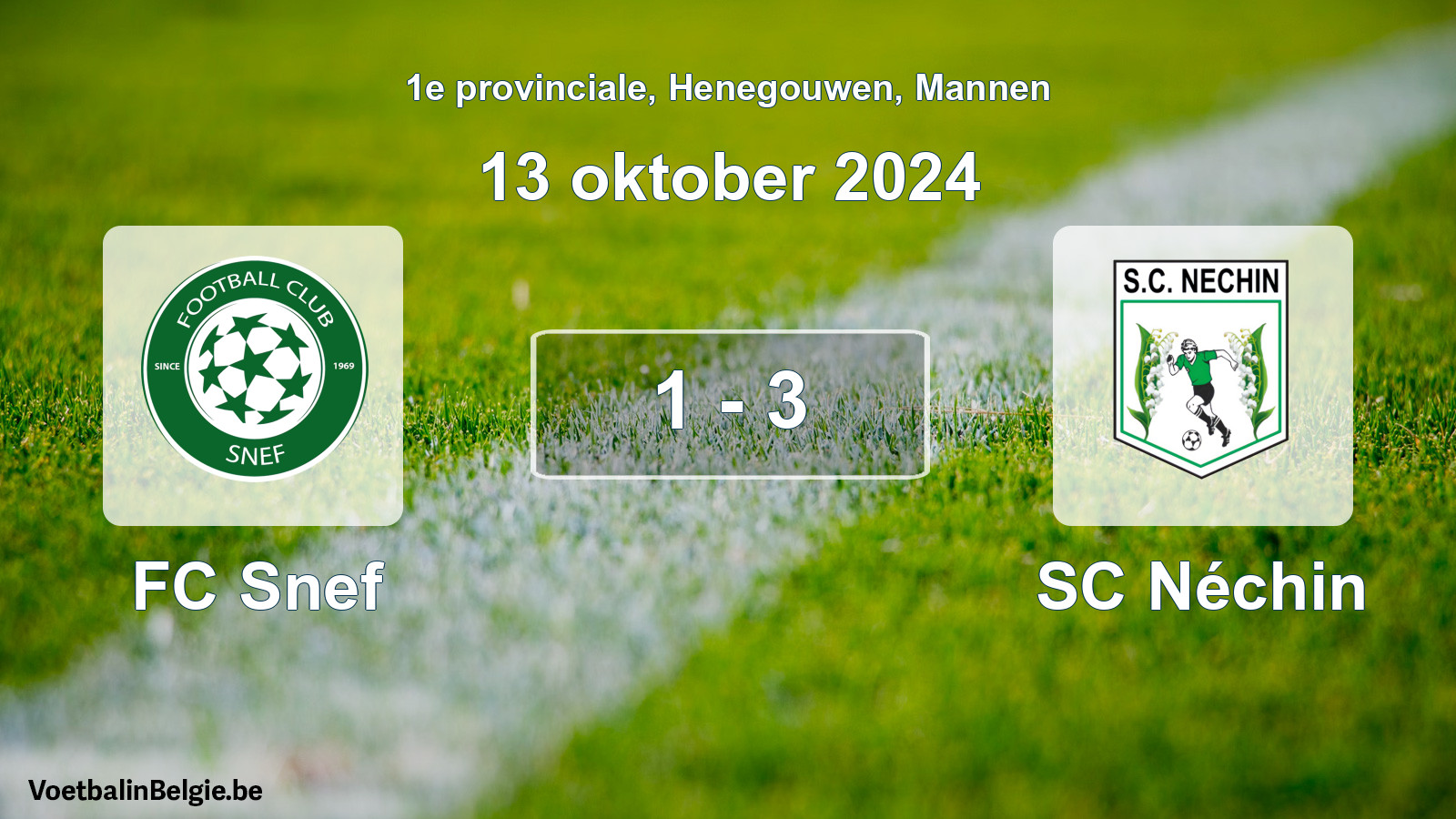 Gespeelde wedstrijd mannenvoetbal: FC Snef - SC Néchin 1 - 3 (13 oktober 2024)