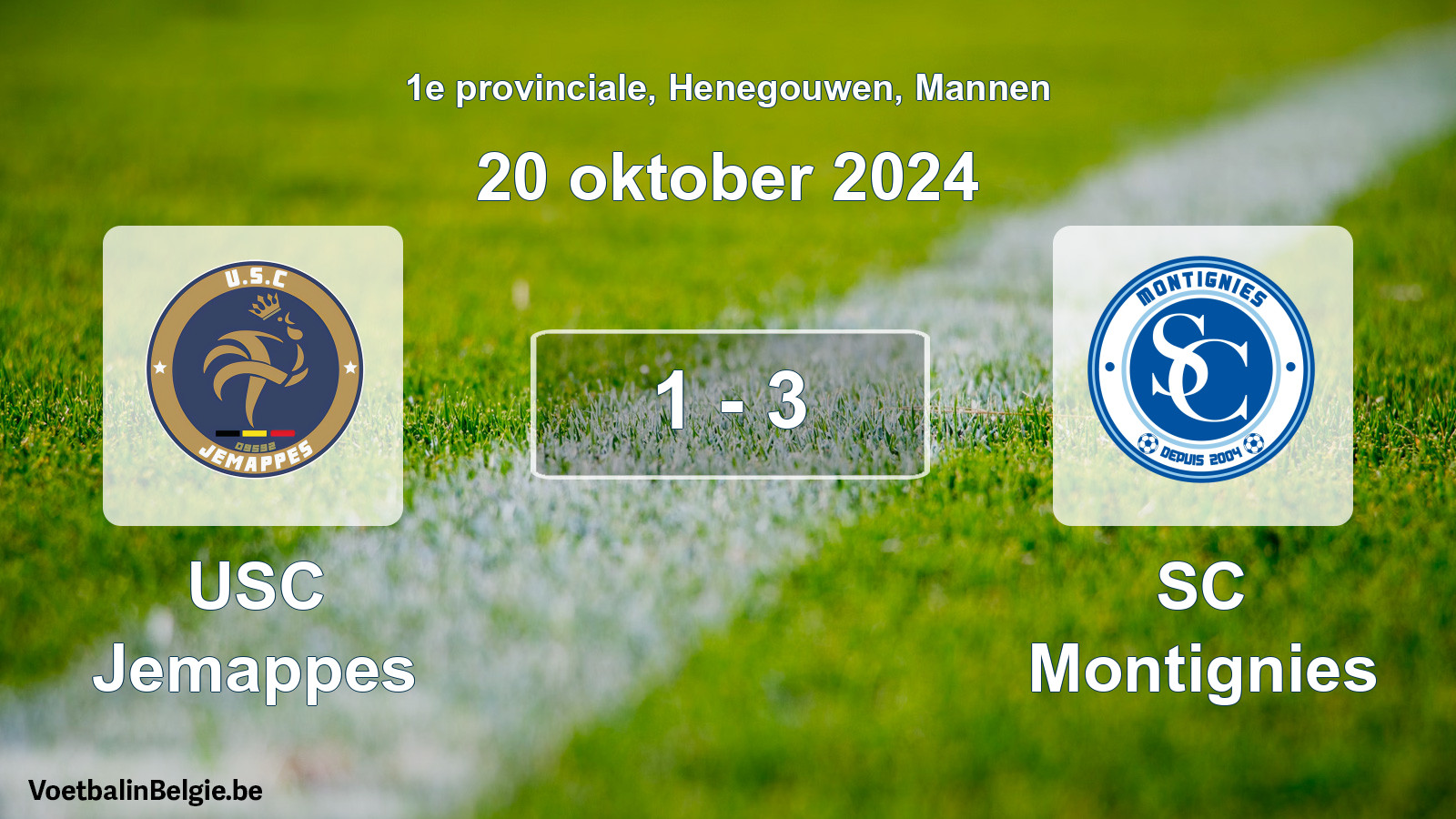 Gespeelde wedstrijd mannenvoetbal: USC Jemappes - SC Montignies 1 - 3 (20 oktober 2024)