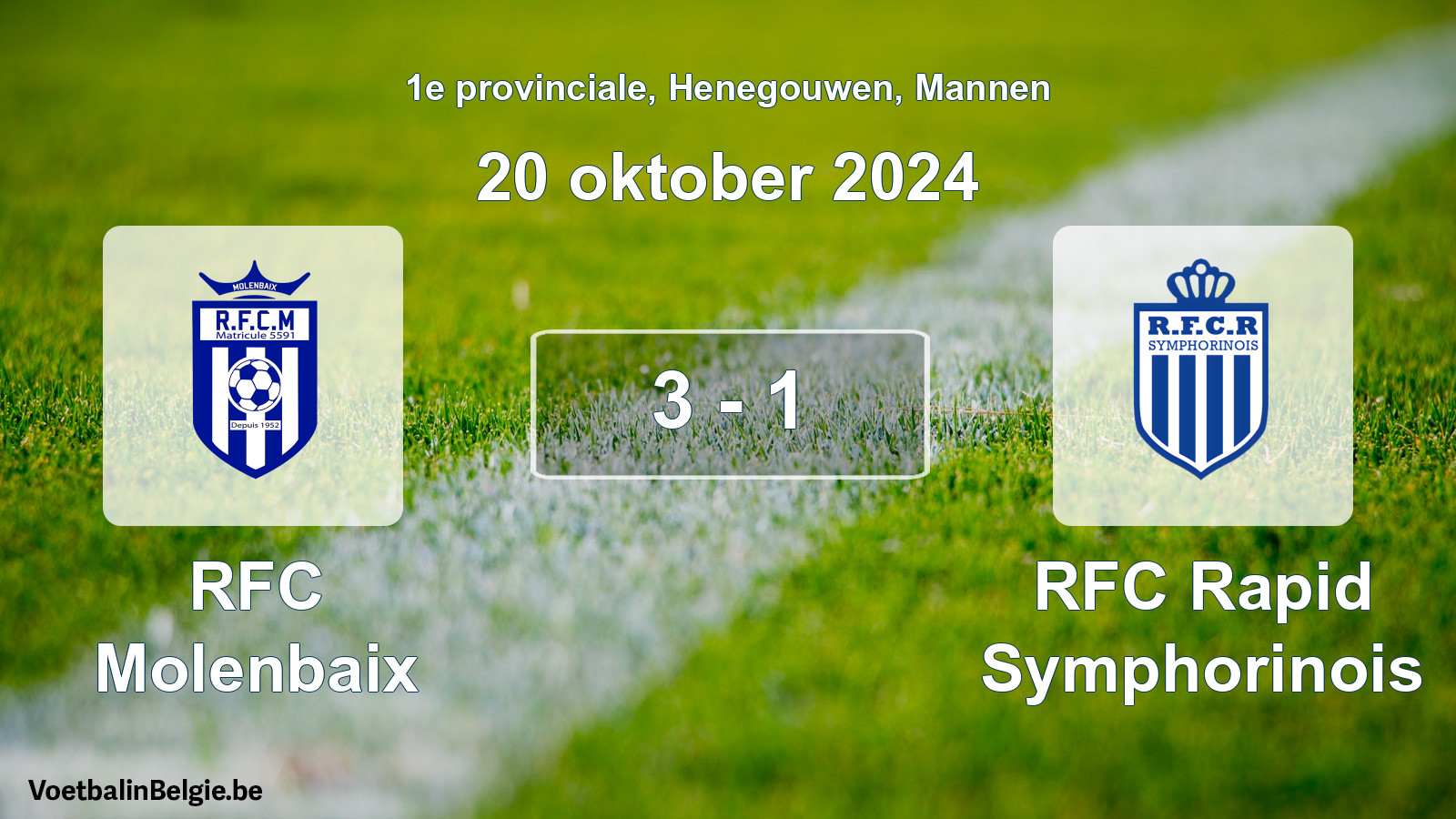 Gespeelde wedstrijd mannenvoetbal: RFC Molenbaix - RFC Rapid Symphorinois 3 - 1 (20 oktober 2024)