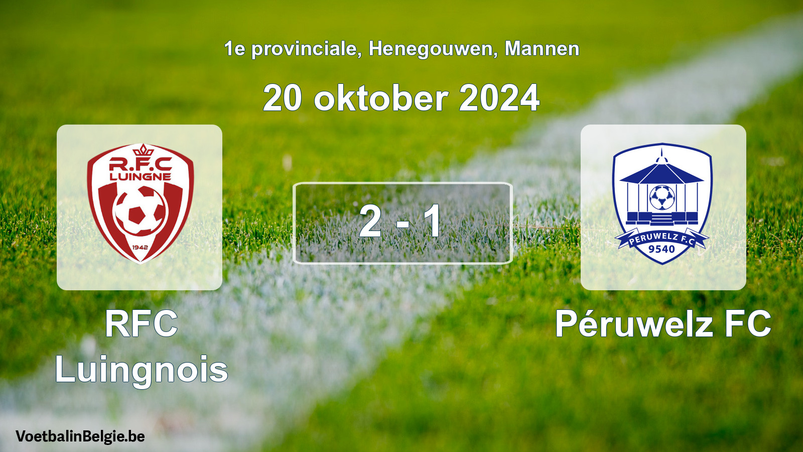 Gespeelde wedstrijd mannenvoetbal: RFC Luingnois - Péruwelz FC 2 - 1 (20 oktober 2024)