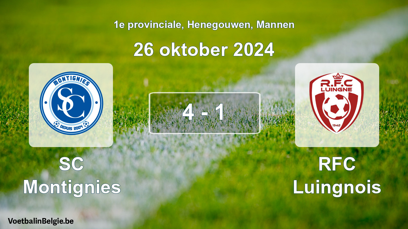 Match joué football hommes: SC Montignies - RFC Luingnois 4 - 1 (26 octobre 2024)