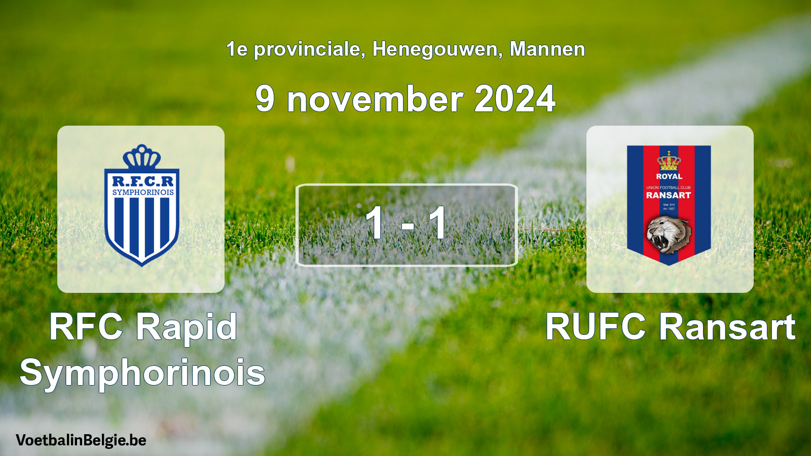Gespeelde wedstrijd mannenvoetbal: RFC Rapid Symphorinois - RUFC Ransart 1 - 1 (9 november 2024)