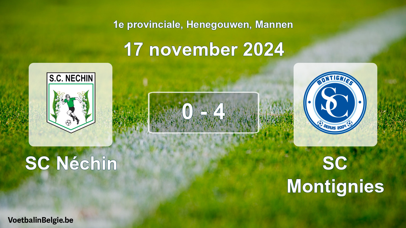 Gespeelde wedstrijd mannenvoetbal: SC Néchin - SC Montignies 0 - 4 (17 november 2024)