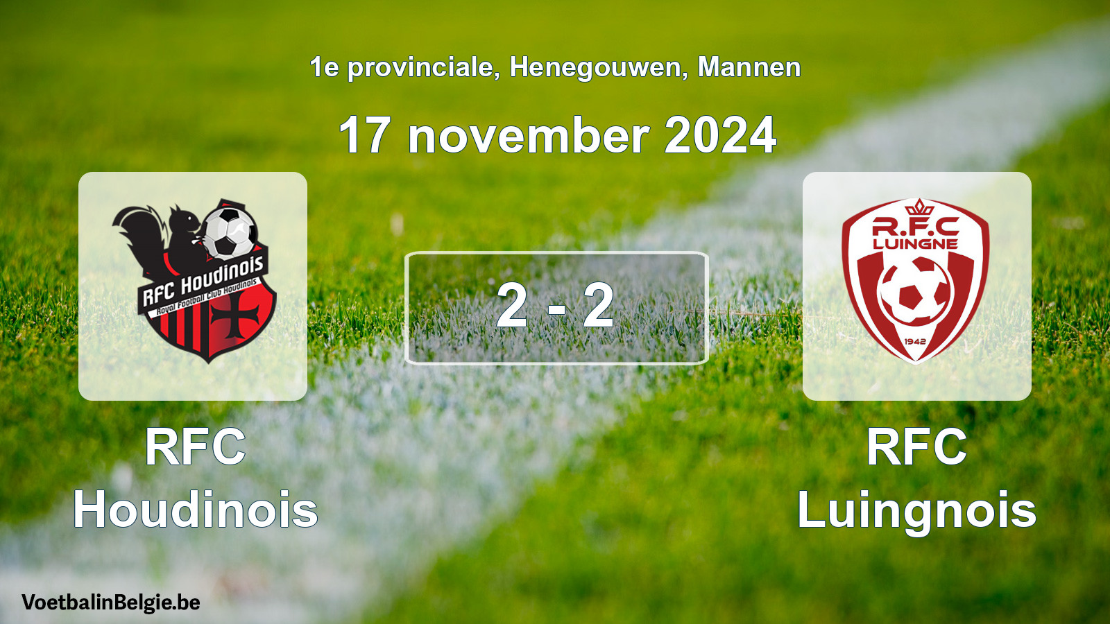 Gespeelde wedstrijd mannenvoetbal: RFC Houdinois - RFC Luingnois 2 - 2 (17 november 2024)
