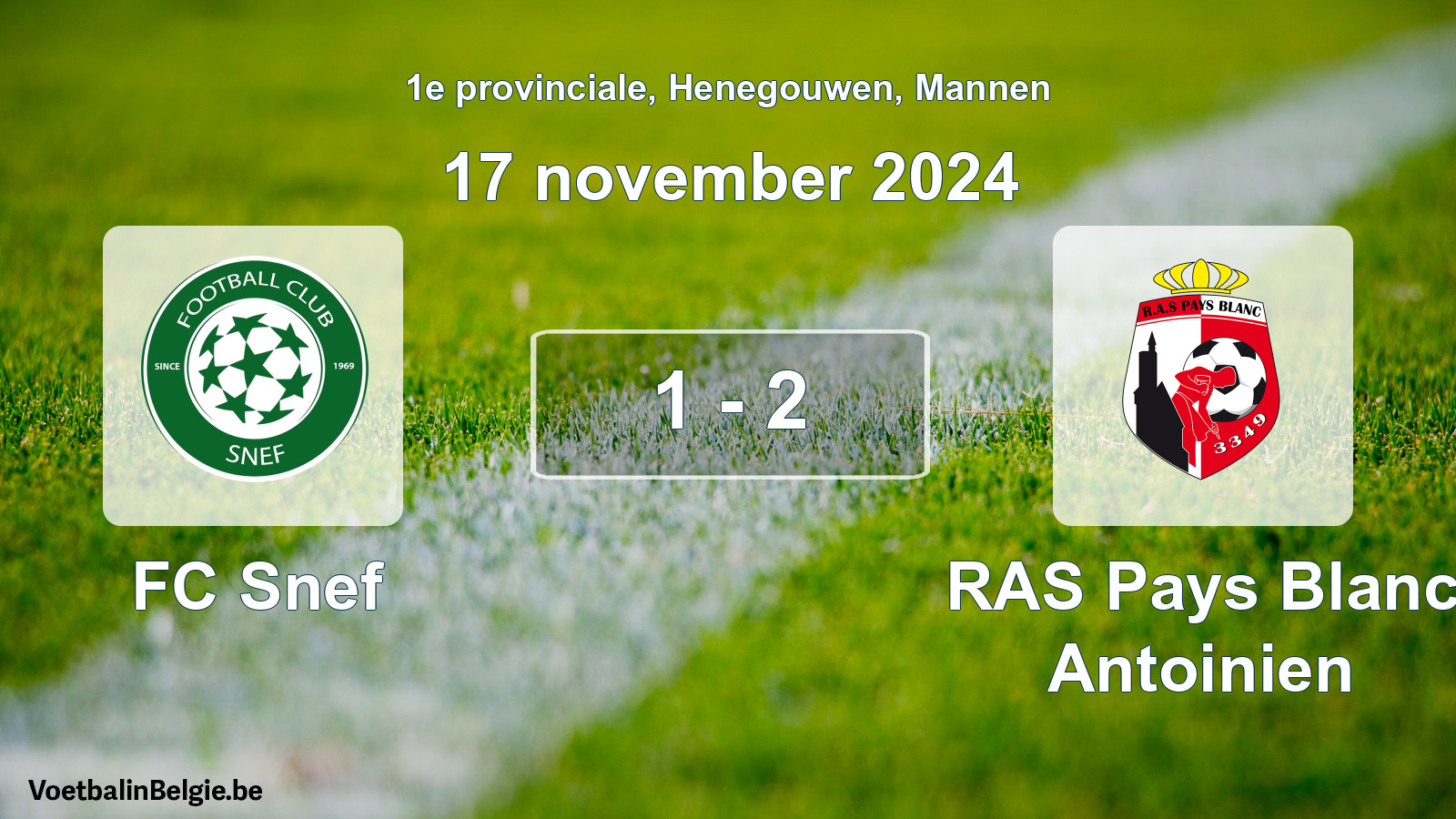 Gespeelde wedstrijd mannenvoetbal: FC Snef - RAS Pays Blanc Antoinien 1 - 2 (17 november 2024)