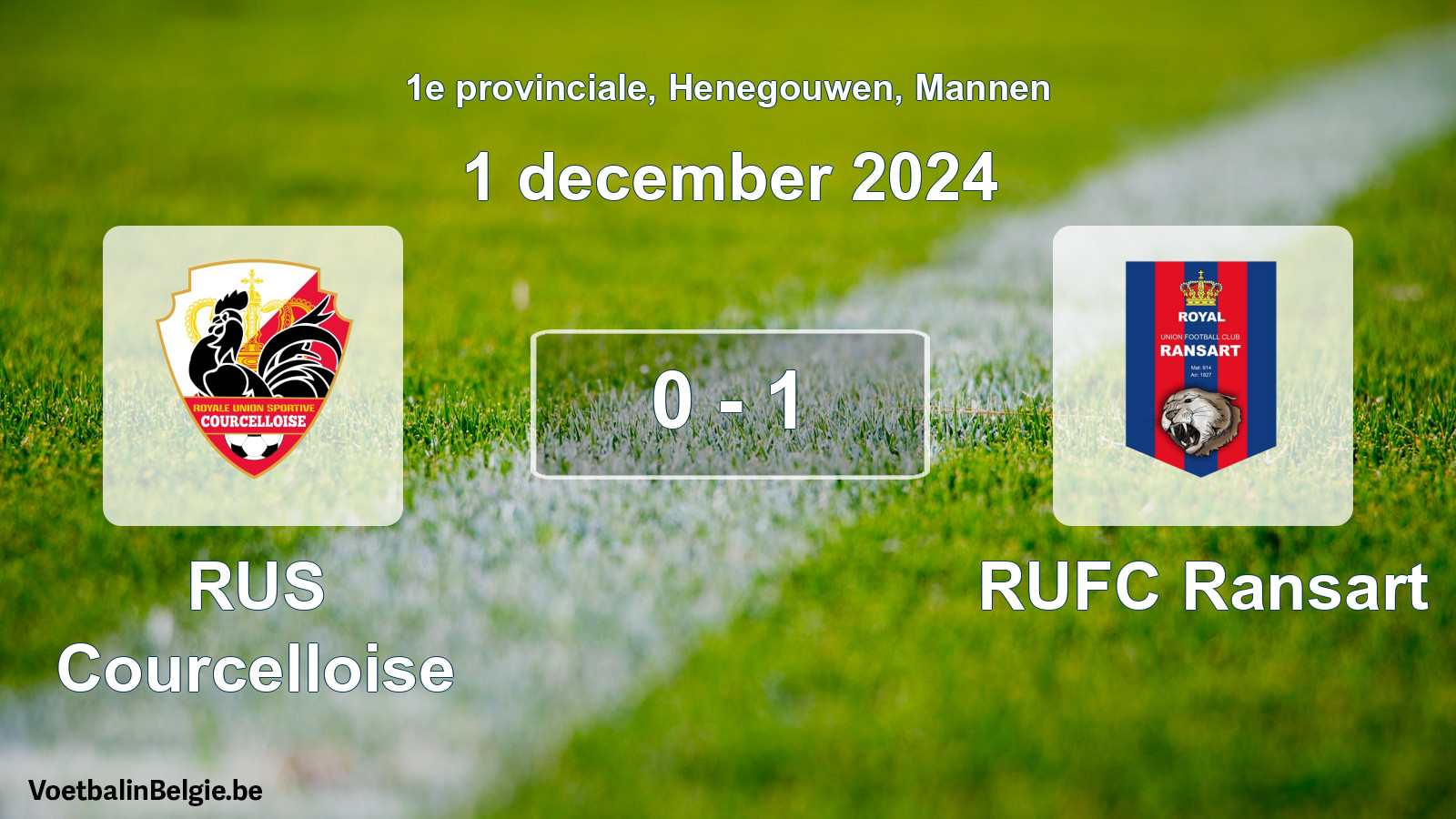 Gespeelde wedstrijd mannenvoetbal: RUS Courcelloise - RUFC Ransart 0 - 1 (1 december 2024)