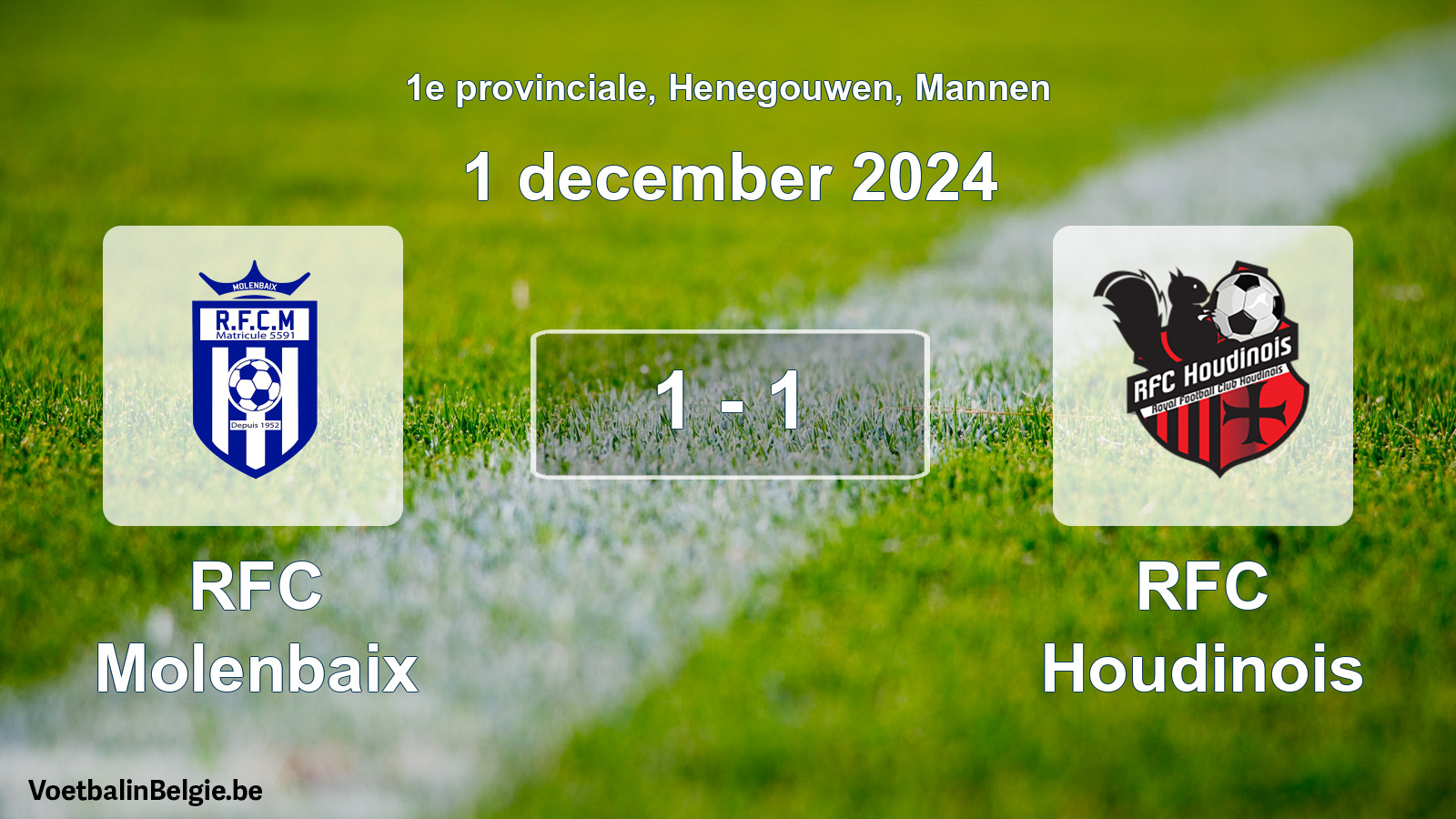 Gespeelde wedstrijd mannenvoetbal: RFC Molenbaix - RFC Houdinois 1 - 1 (1 december 2024)