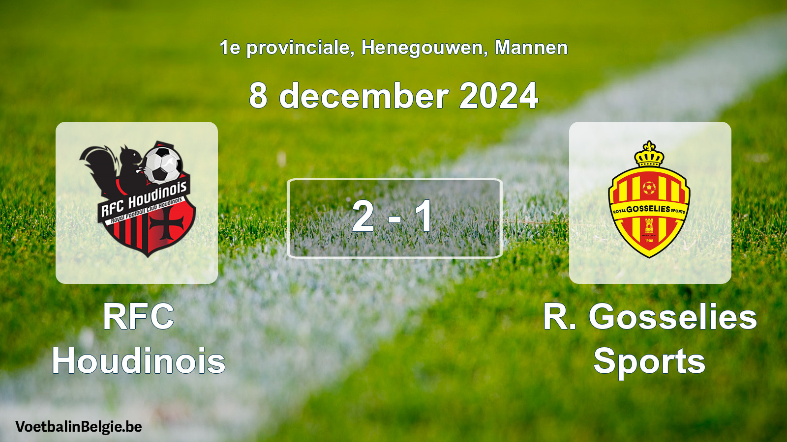 Gespeelde wedstrijd mannenvoetbal: RFC Houdinois - R. Gosselies Sports 2 - 1 (8 december 2024)