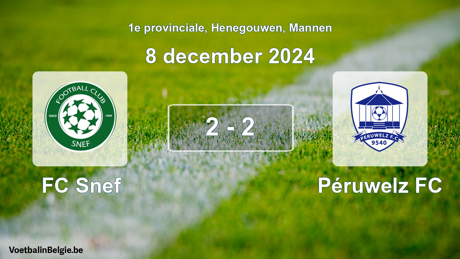 Gespeelde wedstrijd mannenvoetbal: FC Snef - Péruwelz FC 2 - 2 (8 december 2024)