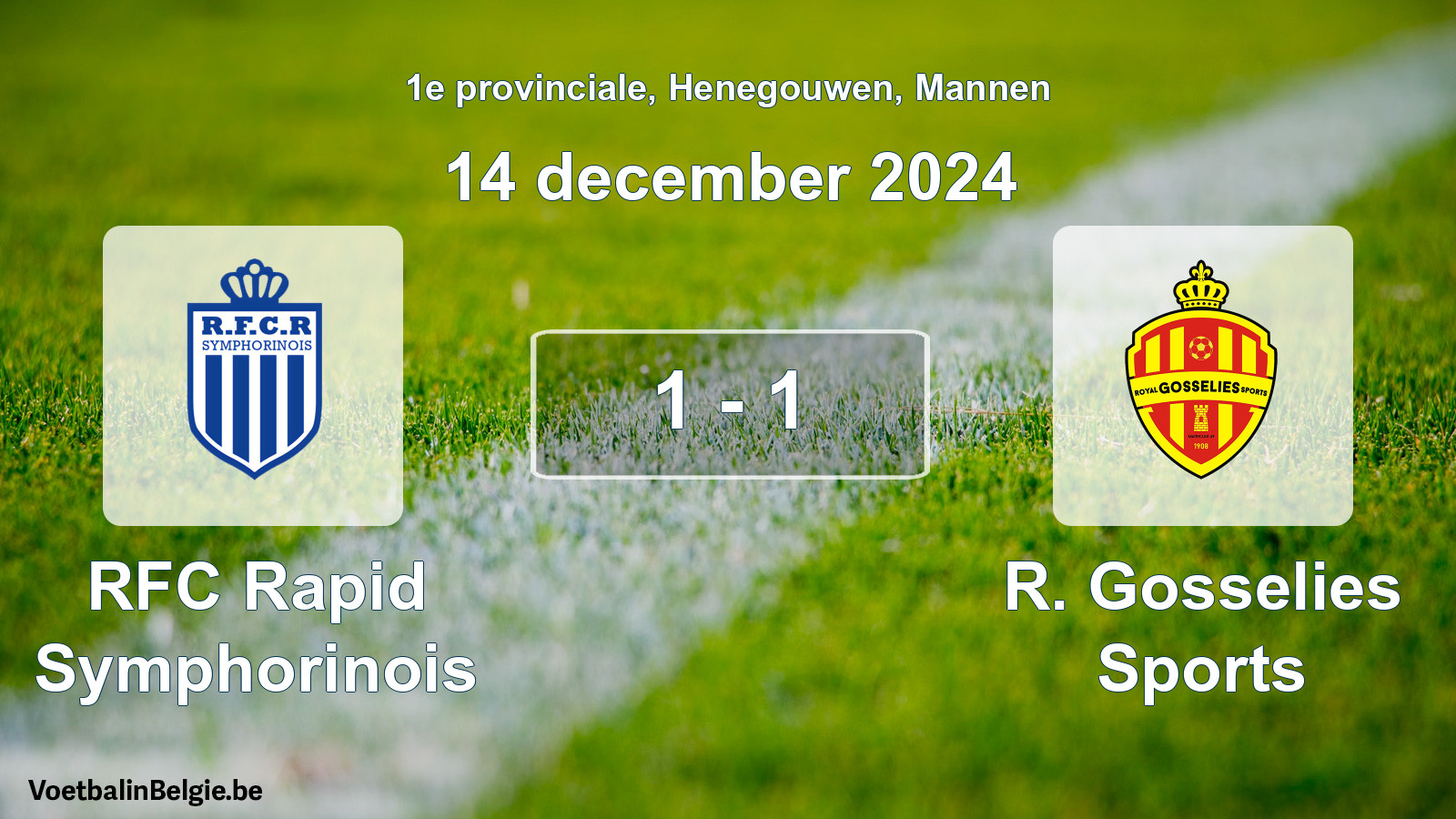 Gespeelde wedstrijd mannenvoetbal: RFC Rapid Symphorinois - R. Gosselies Sports 1 - 1 (14 december 2024)