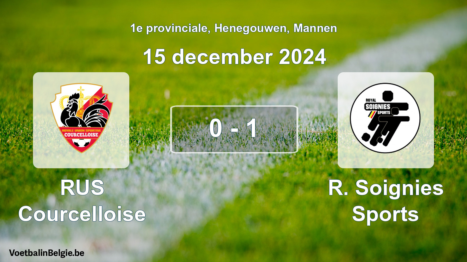 Gespeelde wedstrijd mannenvoetbal: RUS Courcelloise - R. Soignies Sports 0 - 1 (15 december 2024)