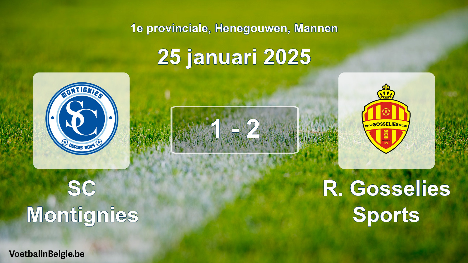 Gespeelde wedstrijd mannenvoetbal: SC Montignies - R. Gosselies Sports 1 - 2 (25 januari 2025)