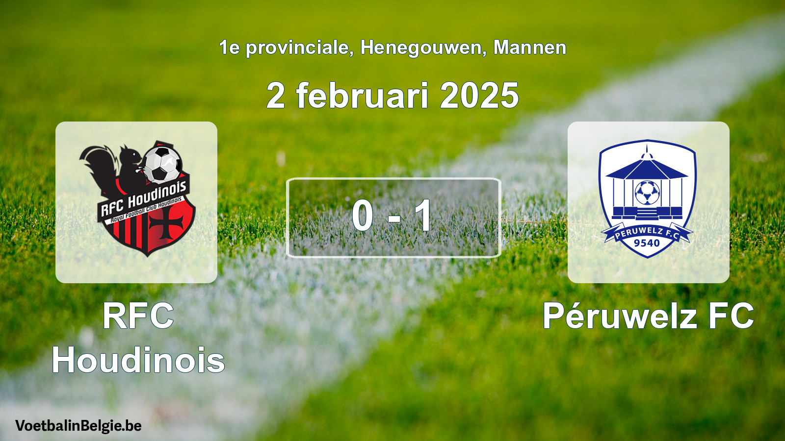 Gespeelde wedstrijd mannenvoetbal: RFC Houdinois - Péruwelz FC 0 - 1 (2 februari 2025)