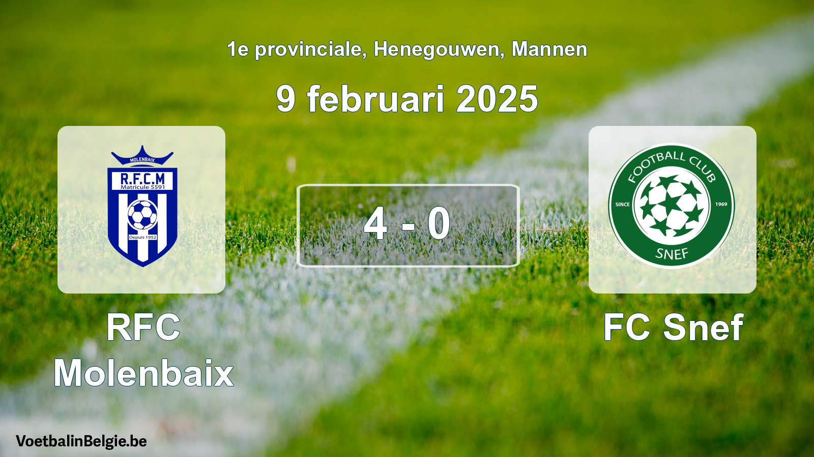 Gespeelde wedstrijd mannenvoetbal: RFC Molenbaix - FC Snef 4 - 0 (9 februari 2025)
