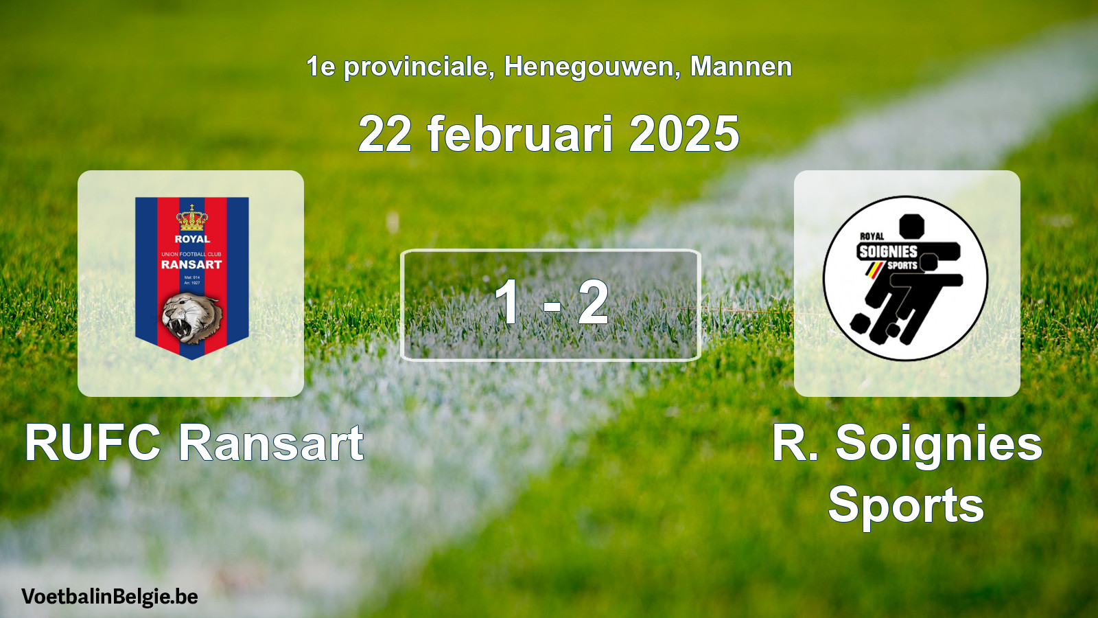 Gespeelde wedstrijd mannenvoetbal: RUFC Ransart - R. Soignies Sports 1 - 2 (22 februari 2025)