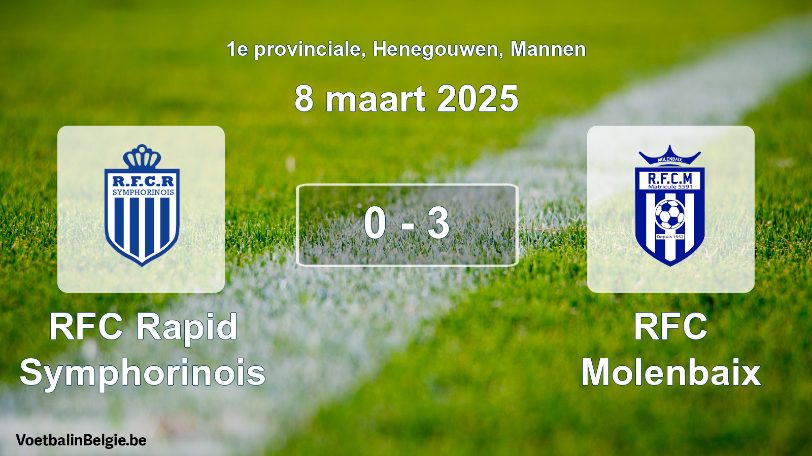 Match joué football hommes: RFC Rapid Symphorinois - RFC Molenbaix 0 - 3 (8 mars 2025)